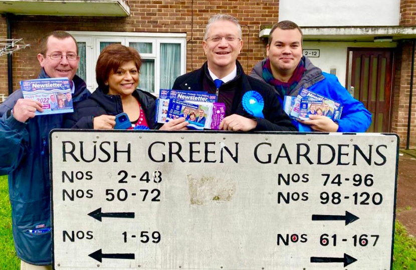 Rush Green and Crowlands Conservative Action Team: Cllr. Tim Ryan, Cllr Viddy Persaud, Andrew Rosindell M.P., Cllr Robert Benham