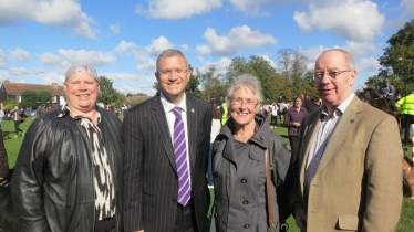 Cllr Sandra Binion, Andrew Rosindell M.P., Meg Davis, and Cllr Geoff Starns