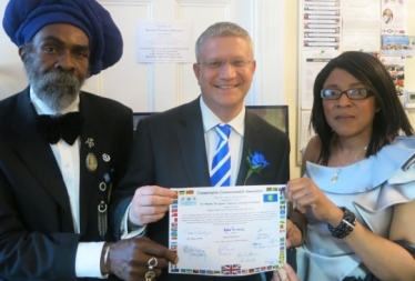 Andrew Rosindell with RCCA members Gloria Adagbon and Lloyd Thomas